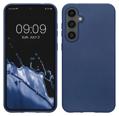 Produktbild von kwmobile Handyhülle für Samsung Galaxy S23 FE Hülle - Silikon Case metallisch schimmernd - Schutzhülle Cover - Metallic Blau