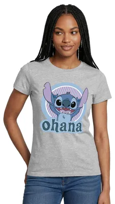 Produktbild von Lilo & Stitch Ohana Frauen T-Shirt, M, Grau meliert