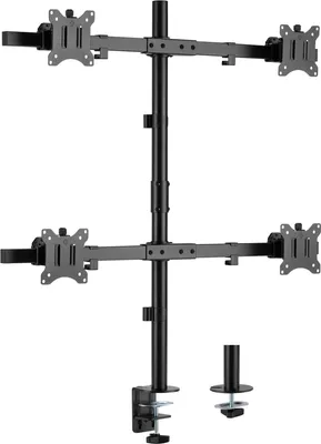 Produktbild von InLine Tischhalterung, für 4x LCD-/LED-Display bis 81cm (32"), max. 9kg, Klemme/Durchführung, 43,2 cm (17"), 81,3 cm (32"), 100 x 100 mm, Höhenverstellung, Schwarz