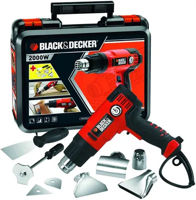 Zdjęcie produktu dla Black & Decker KX2200K-QS, Pistolet na gorące powietrze, Uchwyt pistoletowy, Czarny, Pomarańczowy, 720 l/min, 645 °C, 360 l/min