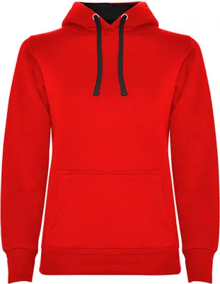 Produktbild von Roly SU1068 | Damen Urban  Hooded Sweatshirt, Tailliert - Farbe: Red 60/Black 02 - Größe: M