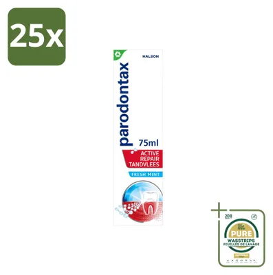 Zdjęcie produktu dla 25 sztuk pasty do zębów Parodontax Active Repair, wzmacniającej dziąsła, o smaku świeżej mięty, pojemność 75 ml - zestaw ekonomiczny
