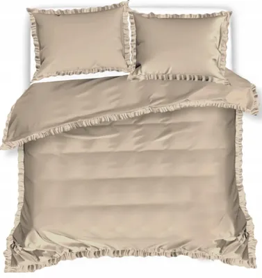 Image de Coton World Parure de lit à volants Beige Clair Microfibre
