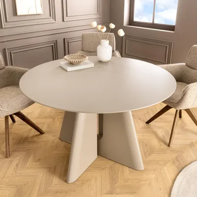 Produktbild von riess-ambiente Runder Esstisch ORGANIKO 120cm cement greige MDF 4 Personen