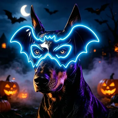 LED-Fledermausmaske für Hunde, blau, Halloween-Kostüm