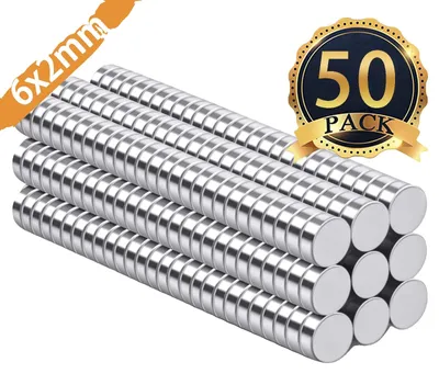 Immagine prodotto di Magneti, dischi potenti, versatili per il bricolage e l'istruzione, 50 pezzi, 6x2 mm-a