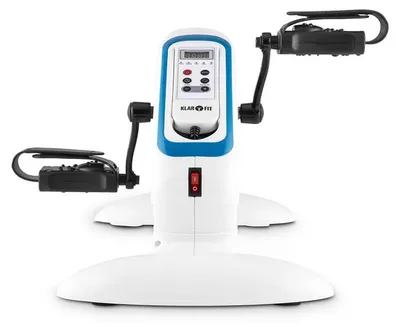 Obrázek produktu pro Klarfit Cycloony - pedálový trenažér, 70 W, 12 rychlostí, počítač, bílo-modrý