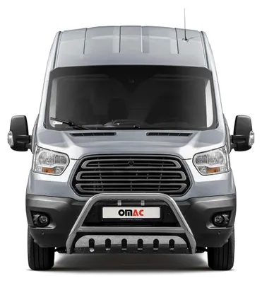 Zdjęcie produktu dla Listwa ochronna przedniego zderzaka do Ford Transit 2014-2025 ze stali nierdzewnej ABE w kolorze srebrnym