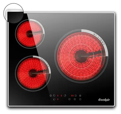Zdjęcie produktu dla Płyta indukcyjna - płyta do zabudowy o szerokości 60 cm - 3 strefy gotowania - 5700 W - 9 stopni mocy - sterowanie pokrętne - kolor czarny