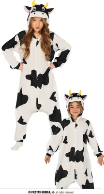Obrázek produktu pro Zvířecí kostým Kigurumi Carnival Cow Jumpsuit Kids Hoodie Ox Spots Tail Cute Adventure Animals Hooded Dungarees Fun Experience, Velikost: 128/134 Barva: bílá