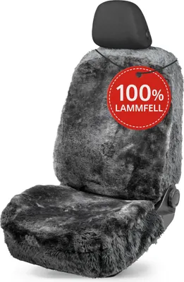 Produktbild von WALSER Lammfell Autositzbezug Mona, 100% Lammfell Sitzbezug für Auto, 1 Stück Lammfell Sitzbezüge Auto Vordersitze, Autositzbezug Lammfell, Autositzbezug Fell, Lammfell Autositz anthrazit