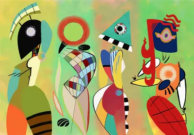 Produktbild von Kunstdruck auf Leinwand - Las Musas De Kandinsky - Aria Feliciano - Wanddeko, Canvas cm. 50x70