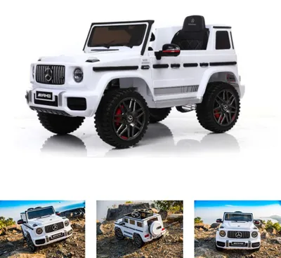 Produktbild von ES-Toys Elektro Kinderauto Mercedes G63 AMG, Fernbedienung, Batterieanzeige, MP3 weiss