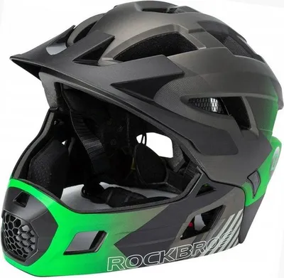 Zdjęcie produktu dla Kask dziecięcy z odpinaną osłoną podbródka FULL FACE off-road Rockbros TS-61 Green S