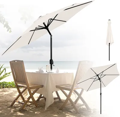 Image de Wolketon 2.7m-3.5m Parasol de marché avec manivelle UV40+ Parasol d'extérieur Terrasse Parasol de jardin,Beige,2.7m