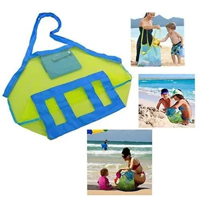 Produktbild von Faltbare Tasche für Kinder, Strandtasche, Spielzeugaufbewahrungstasche (grün + blau)