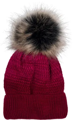 Immagine prodotto di Berretto da donna in maglia, con fodera in pile e pompon in pelliccia