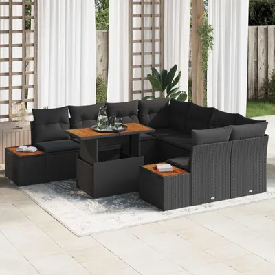 Produktbild von Maison Exclusive - Garten-Sofa-Set 9 stk. Schwarz Poly Rattan