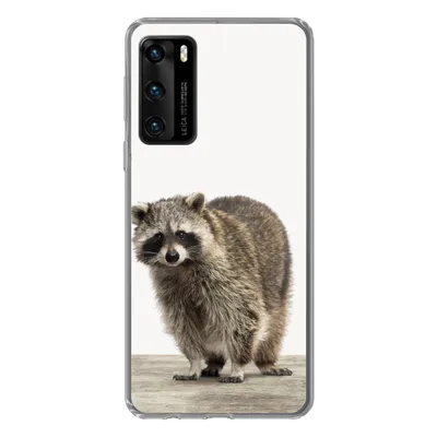 Produktbild von MuchoWow® Handyhülle Schutzhülle Hülle für Huawei P40 Waschbär - Tiere - weißer Hintergrund - Jungen - Mädchen - Kinder Silikon Softcase Handy Hülle - Handytasche