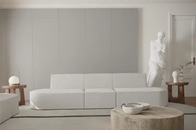 Produktbild von Sofa Designersofa 3-Sitzer MILOT in Stoff Ascot Bukla Creme