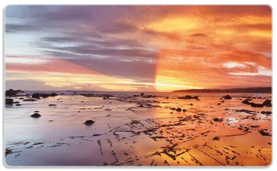 Produktbild von Wallario Frühstücksbrettchen aus Glas, je 14 x 23 cm, mit rutschfesten Füßen, Motiv Wattwanderung am Meer bei Sonnenuntergang