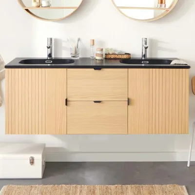 Immagine prodotto di Mobile doppio lavabo 140cm rovere, lavabi e rubinetti STUDIO