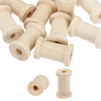 Produktbild von Holzspulen - Unbehandelt für Handwerk und Stickerei - 40 Stück - 2,54 cm x 1,02 cm - Naturfarben