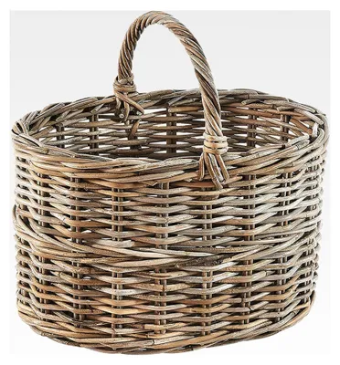 Produktbild von Einkaufskorb aus Rattan mit Henkel in kubu Grey oval