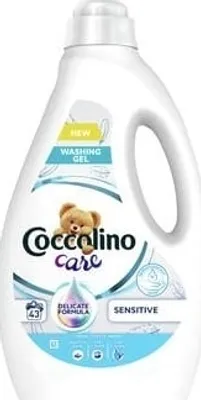 A bottle of Coccolino Sensitive washing gel.