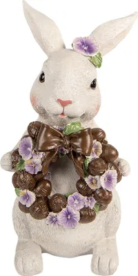 Zdjęcie produktu dla Clayre & Eef figurka dekoracyjna królik 17x16x30 cm biały plastik