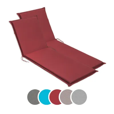Immagine prodotto di sleepling - Set di 2 cuscini per sdraio da giardino, cuscino per sdraio, 190 x 58 cm, spessore 6 cm, rosso