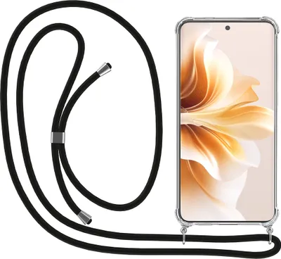 Produktbild von Smartphonica Telefon Fall geeignet für Oppo Reno 11 Pro mit Kabel und Bumper - Fall mit Telefon Kabel - TPU Backcover Fall stoßfest mit Lanyard - Transparent