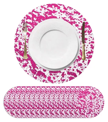 16 runde Einweg-Tischsets, rosa-rot, 33 cm, Glitzer