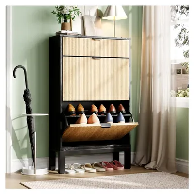 Produktbild von Schuhkipper mit 2 Klappen, Schuhschrank mit 4 Ablageflächen, ca. 61x105x24cm