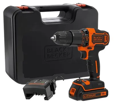 Image de Perceuse-visseuse a percussion sans fil BlackDecker BDCHD18K - 18V Li-ion 1,5 Ah - Chargeur et coffre inclus