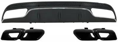 Imagen del producto de Difusor para Mercedes W205 S205, modelo C63, años 2014-2020, con puntas de escape negras, kit deportivo.