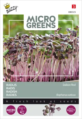 Obrázok produktu pre Buzzy Microgreens Semená reďkovky Daikon Red - cca 5 gr | Buzzy_080323