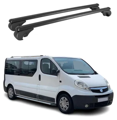 Image de Barres de toit Transversales pour Opel Vivaro A 2001-2014 Aluminium Noir 2x, Image générée par une IA