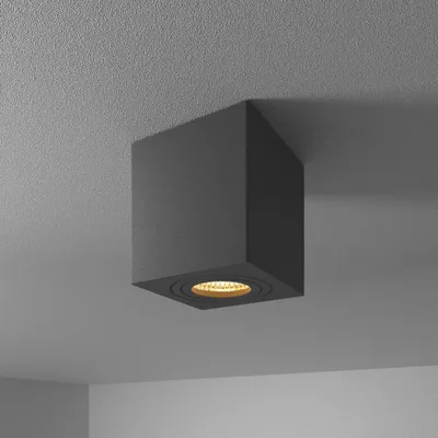 Image de HOFTRONIC - Spot LED plafond carré 4W 345lm 2700K IP65 Noir GU10