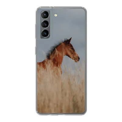 Produktbild von MuchoWow® Handyhülle Schutzhülle Hülle für Samsung Galaxy S21 Pferd - Luft - Gras Silikon Softcase Handy Hülle - Softcase