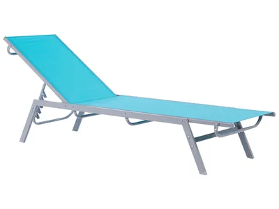 Produktbild von BELIANI Gartenliege Blau Stahl Mesh verstellbare Rückenlehne modern Garten Terasse Balkon