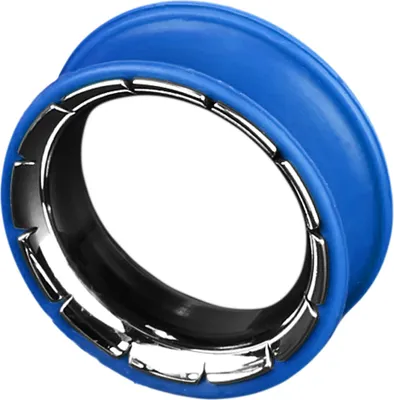 Produktbild von viva-adorno 1 Stück 22mm Silikon Flesh Tunnel Plug Ohr Piercing Edelstahl Inlay Größe 8 - 26mm verschiedene Farben Z204, blau