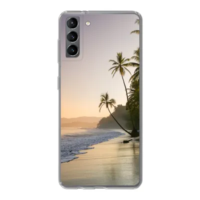 Produktbild von MuchoWow® Handyhülle Schutzhülle Hülle für Samsung Galaxy S21 Plus Strand - Sonnenuntergang - Tropisch Silikon Softcase Handy Hülle - Handy-Tasche