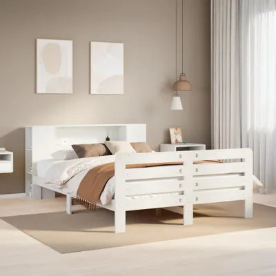 Obrázok produktu pre Maison Exclusive - Masívna drevená posteľ bez matraca Biela 140x200 cm Borovicové drevo
