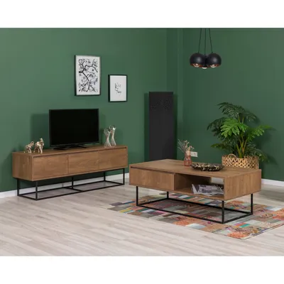 Produktbild von Skye Decor, Laxus Takım 16, Wohnzimmermöbel-Set, Nussbaum, 100 % MELAMINBESCHICHTETE SPANPLATTEN, 140 x 40 x 50 cm
