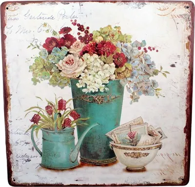 Produktbild von Shabby Blechschild Blumentöpfe