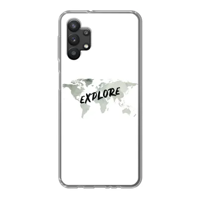 Produktbild von MuchoWow® Handyhülle Schutzhülle Hülle für Samsung Galaxy A32 5G Weltkarte - Grau - Zitat Silikon Softcase Handy Hülle - Softcase