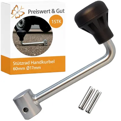 Produktbild von Kurbel Stützrad Anhänger 60 mm Bugrad Deichselrad L 153 mm Achsdurchmesser 17 mm