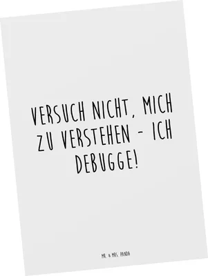 Produktbild von Mr. & Mrs. Panda Postkarte Spruch Softwareentwickler Debugging - Weiß - Geschenk, Ansichtskarten, Programmierer, Softwareentwicklung, Postkarten, Beruf, bildkarte, Berufe
