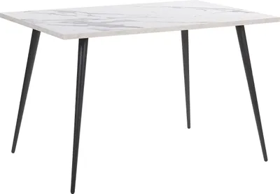 Produktbild von BELIANI Esstisch Weiß / Schwarz aus Spanplatte und Metall in Marmoroptik Wohnzimmer Esszimmer Salon Küche Rechteckig Minimalistisch Modern